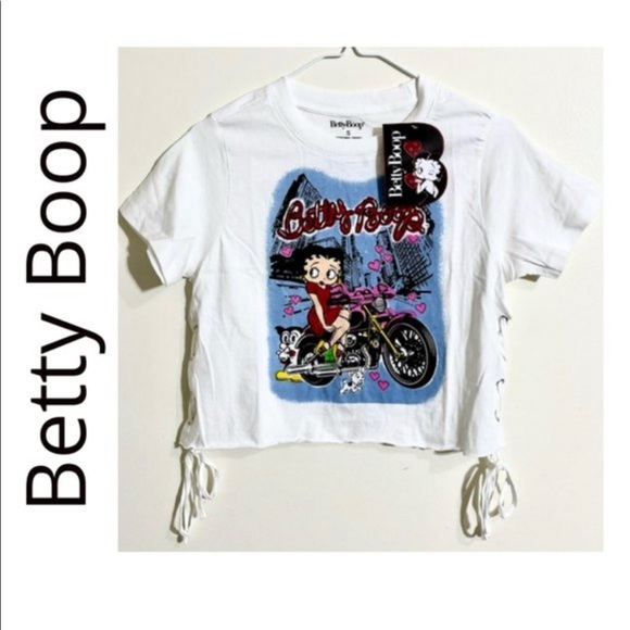 Betty Boop Biker Babe Lace-Up Crop Top size Small - Picture 12 of 12